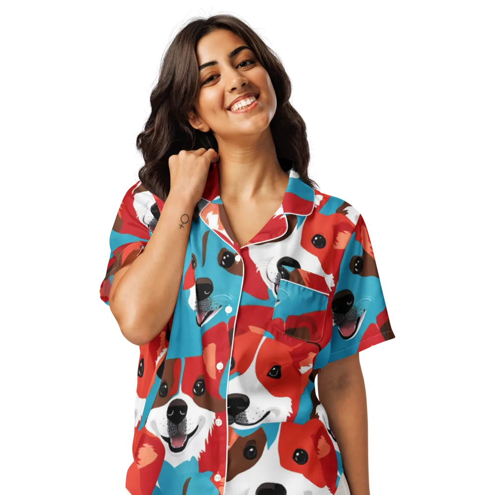 Pawsitive Color on Women's Short Sleeve Pajama Top — Front