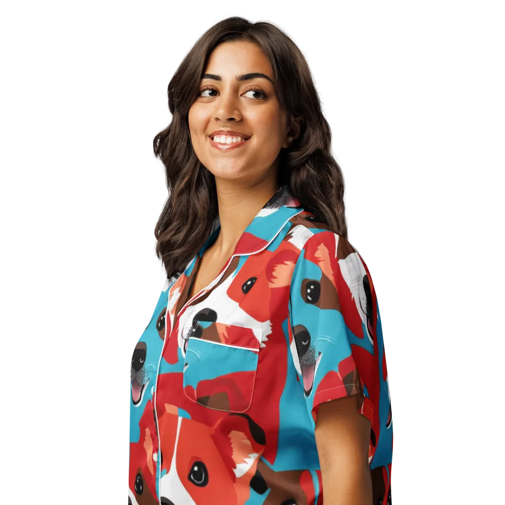 Pawsitive Color on Women's Short Sleeve Pajama Top — Left Front