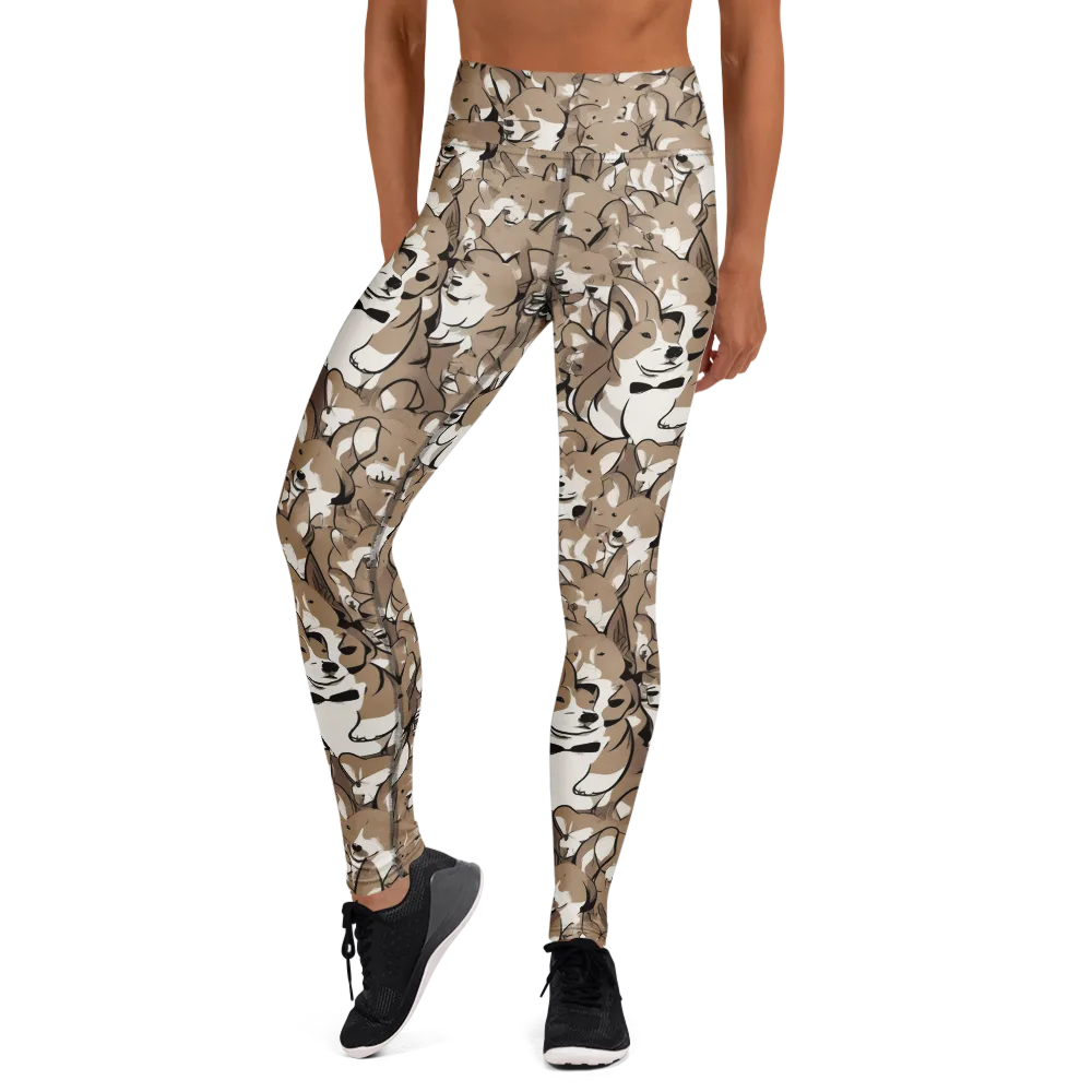 Bowtie Bark on Yoga Leggings — Front