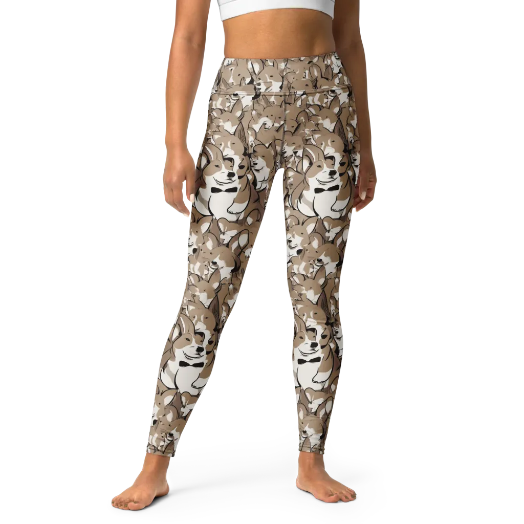 Bowtie Bark on Yoga Leggings — Front