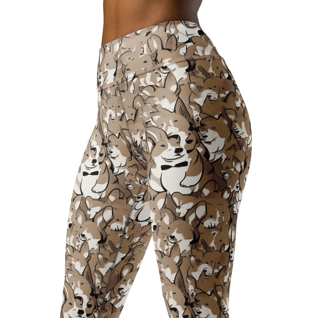 Bowtie Bark on Yoga Leggings — Left Front