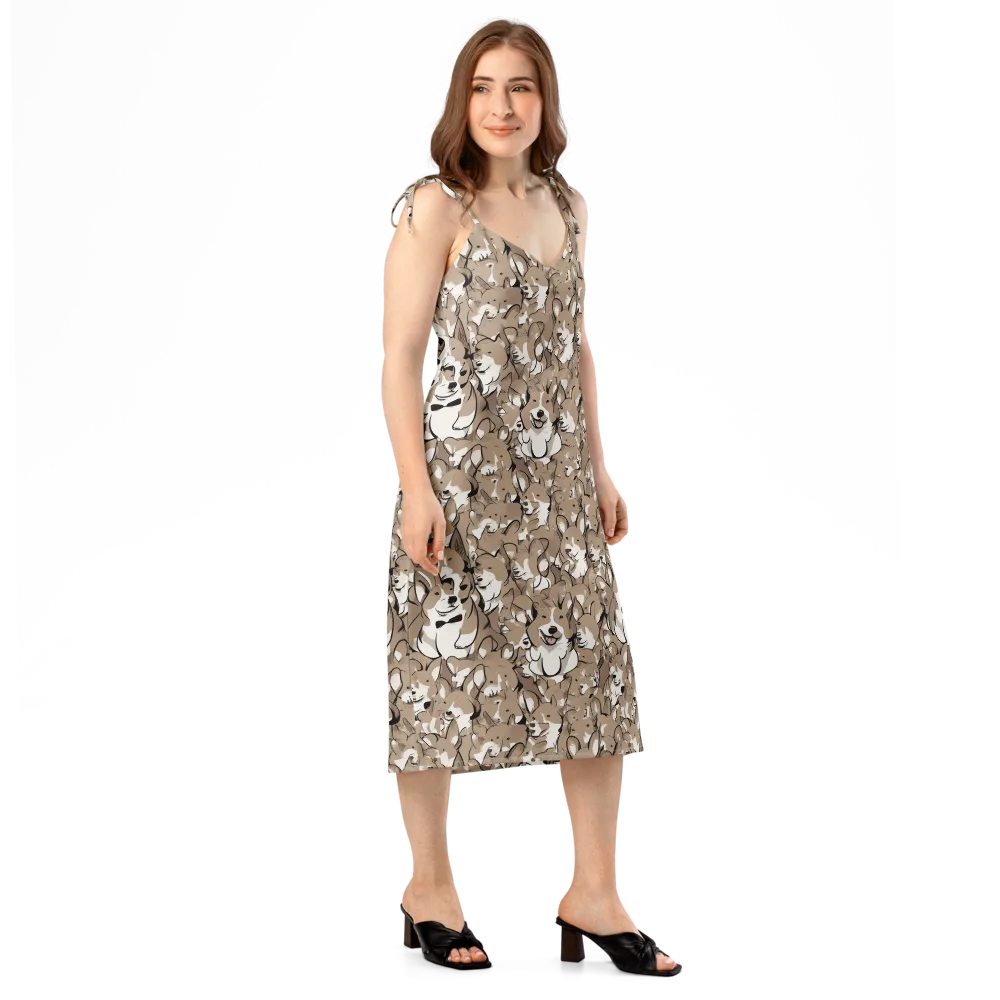 Bowtie Bark on Slip Dress — Right Front