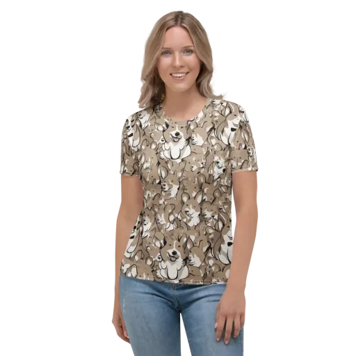 Bowtie Bark on a Women's Crew Neck T-Shirt