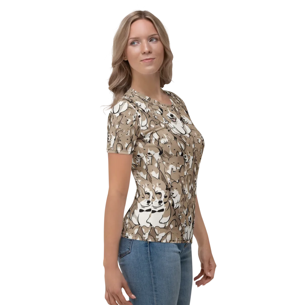 Bowtie Bark on Women's Crew Neck T-Shirt — Right