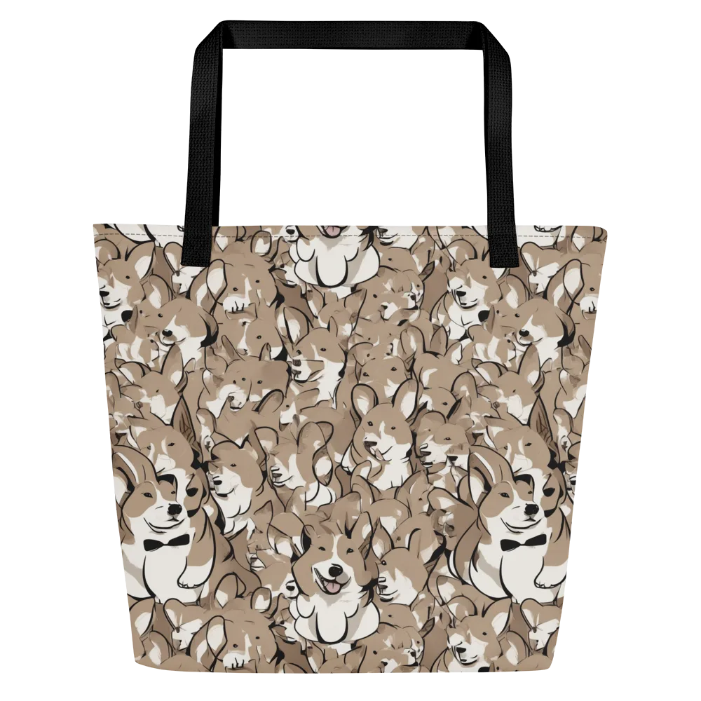 Bowtie Bark on Large Tote Bag W/ Pocket — Front