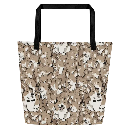 Bowtie Bark on a Large Tote Bag W/ Pocket
