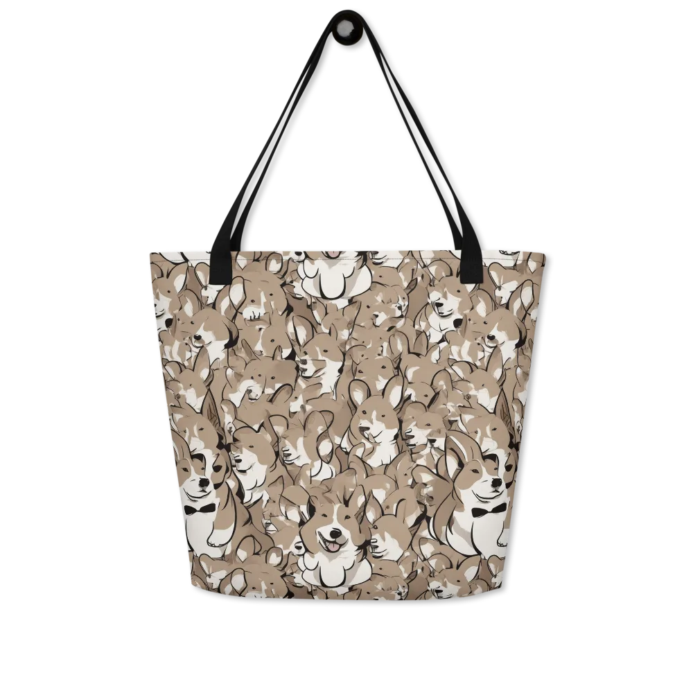 Bowtie Bark on Large Tote Bag W/ Pocket — Front