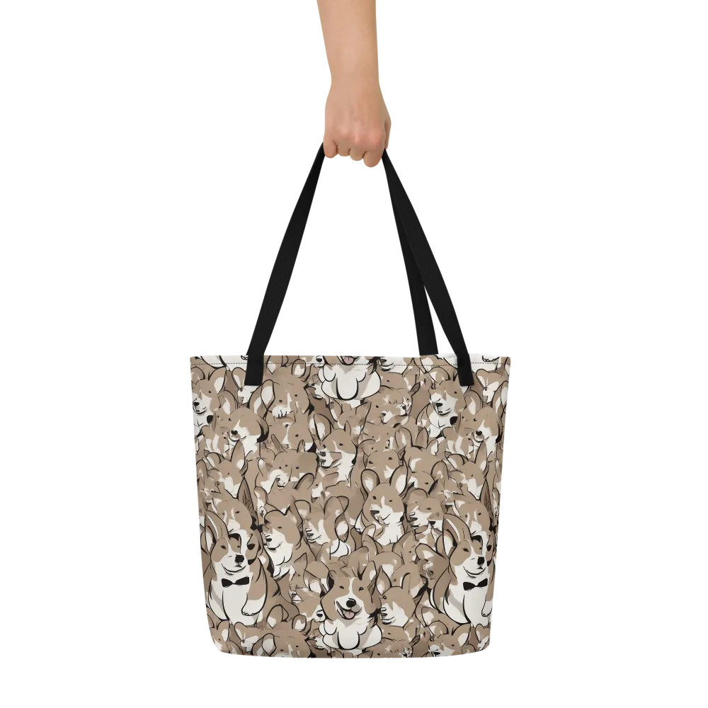 Bowtie Bark on Large Tote Bag W/ Pocket — Front