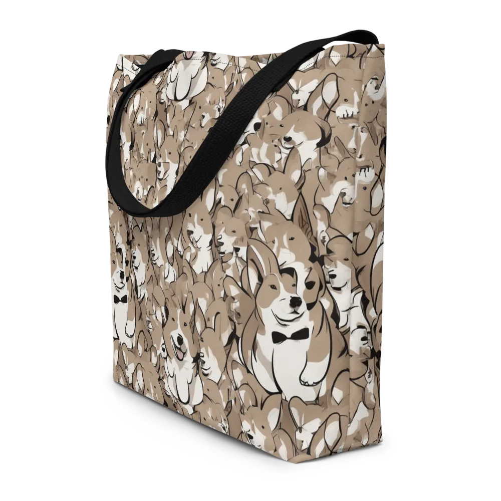 Bowtie Bark on Large Tote Bag W/ Pocket — Front