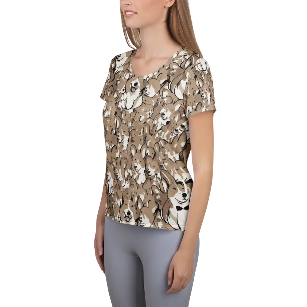 Bowtie Bark on Women's Athletic T-Shirt — Left