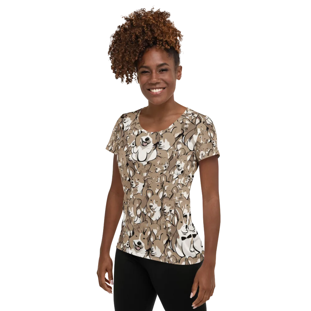 Bowtie Bark on Women's Athletic T-Shirt — Left
