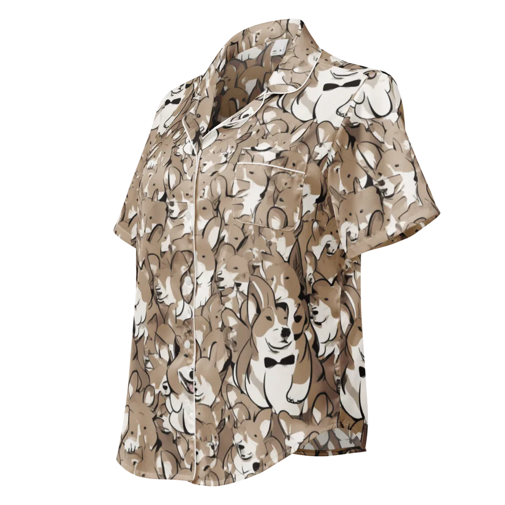 Bowtie Bark on Women's Short Sleeve Pajama Top — Left Front