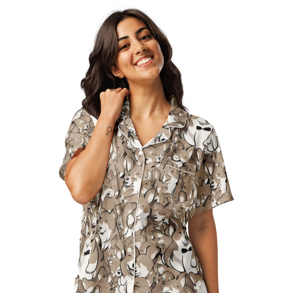 Bowtie Bark on Women's Short Sleeve Pajama Top — Front