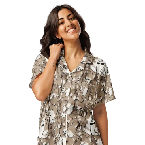 Bowtie Bark on a Women's Short Sleeve Pajama Top