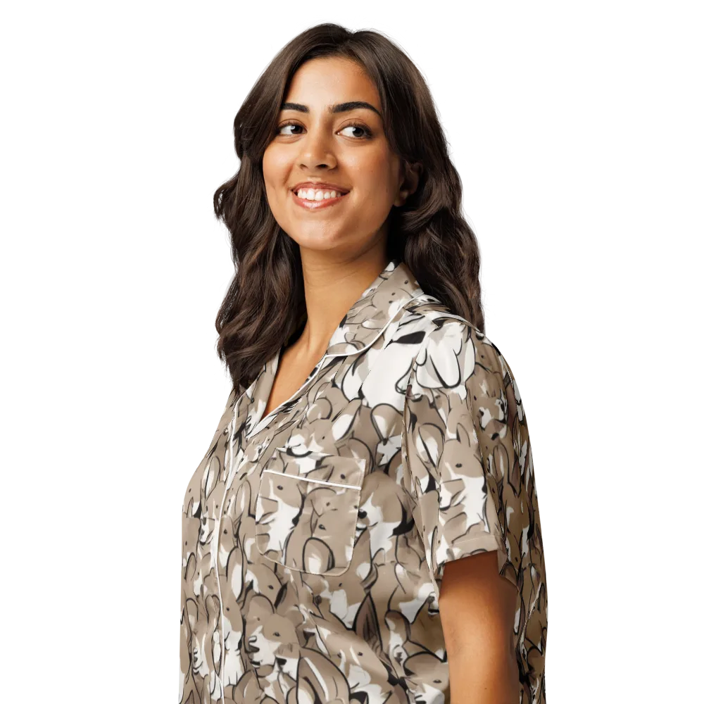 Bowtie Bark on Women's Short Sleeve Pajama Top — Left Front