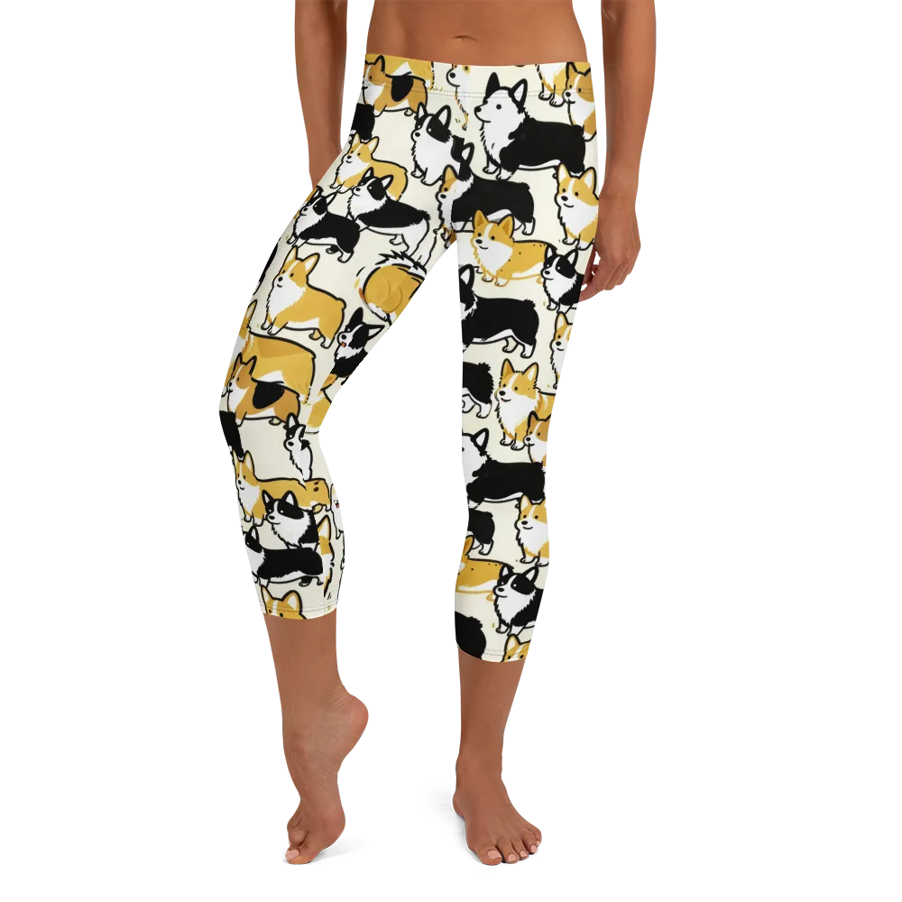Golden Tails on Capri Leggings — Front