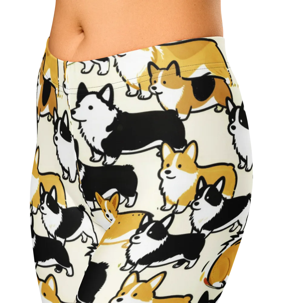 Golden Tails on Capri Leggings — Zoomed-in