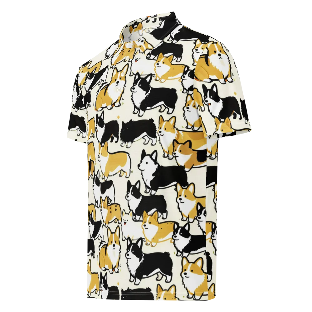 Golden Tails on Men's Slim Fit Polo Shirt — Left Front