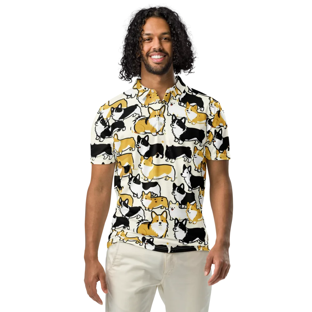 Golden Tails on Men's Slim Fit Polo Shirt — Front