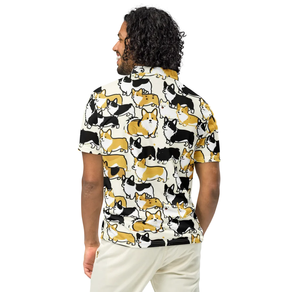Golden Tails on Men's Slim Fit Polo Shirt — Back