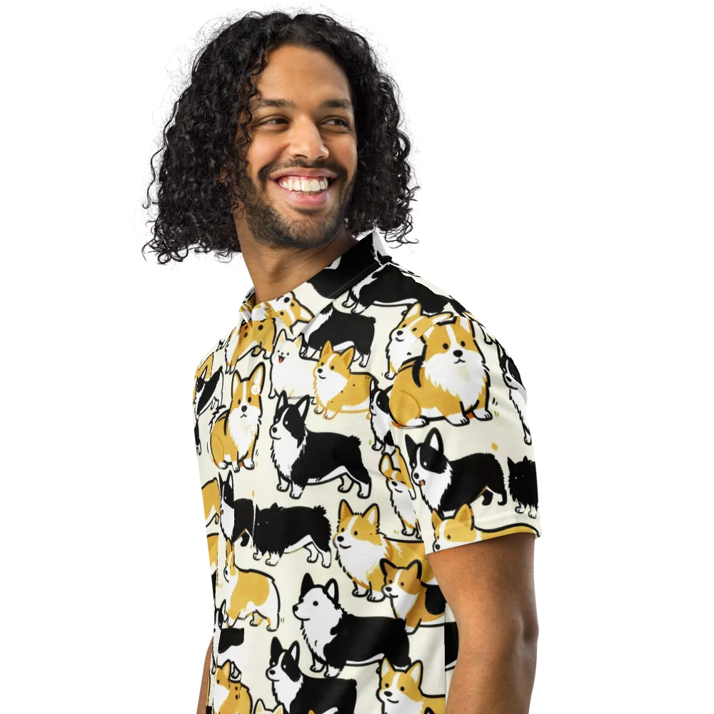 Golden Tails on Men's Slim Fit Polo Shirt — Left Front