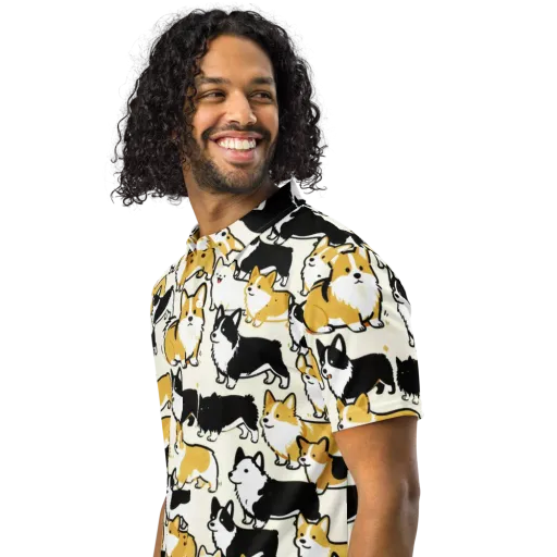 Golden Tails on a Men's Slim Fit Polo Shirt