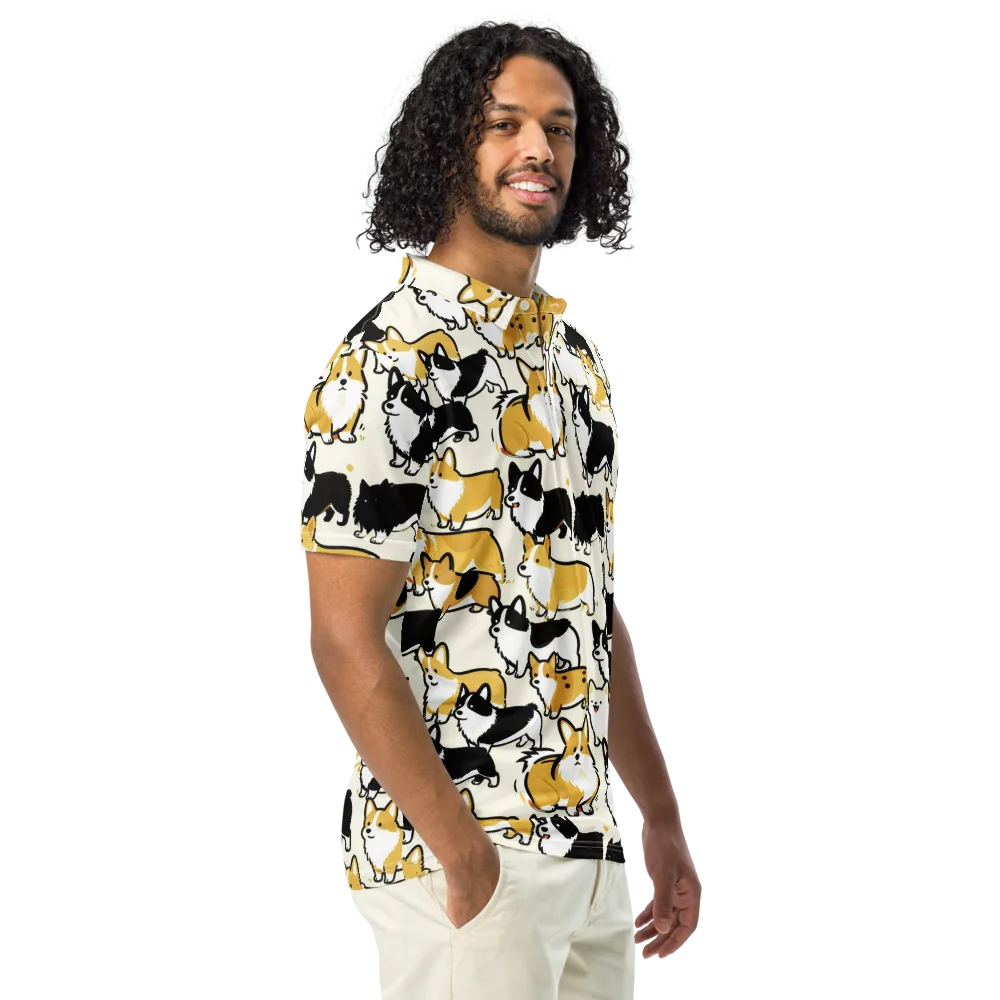 Golden Tails on Men's Slim Fit Polo Shirt — Right Front