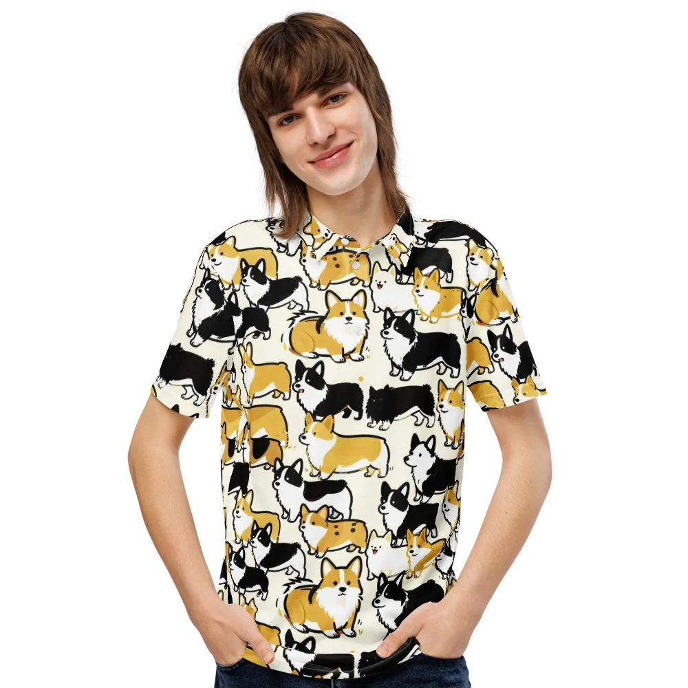 Golden Tails on Men's Slim Fit Polo Shirt — Front