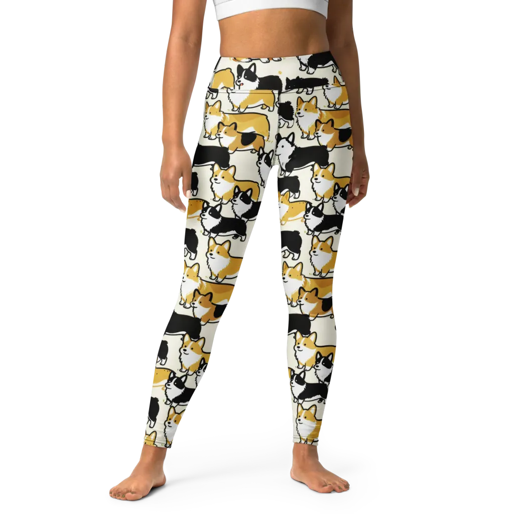 Golden Tails on Yoga Leggings — Front