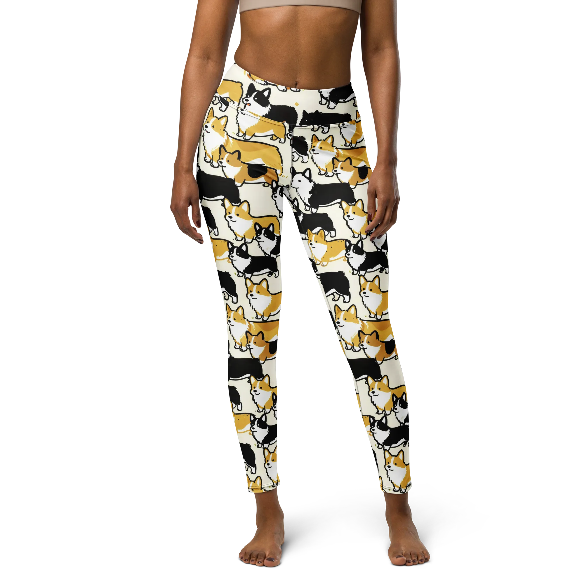 Golden Tails on Yoga Leggings — Front