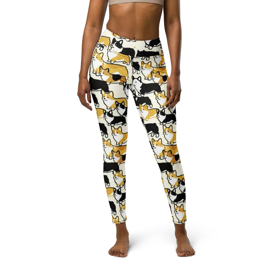 Golden Tails on Yoga Leggings — Front