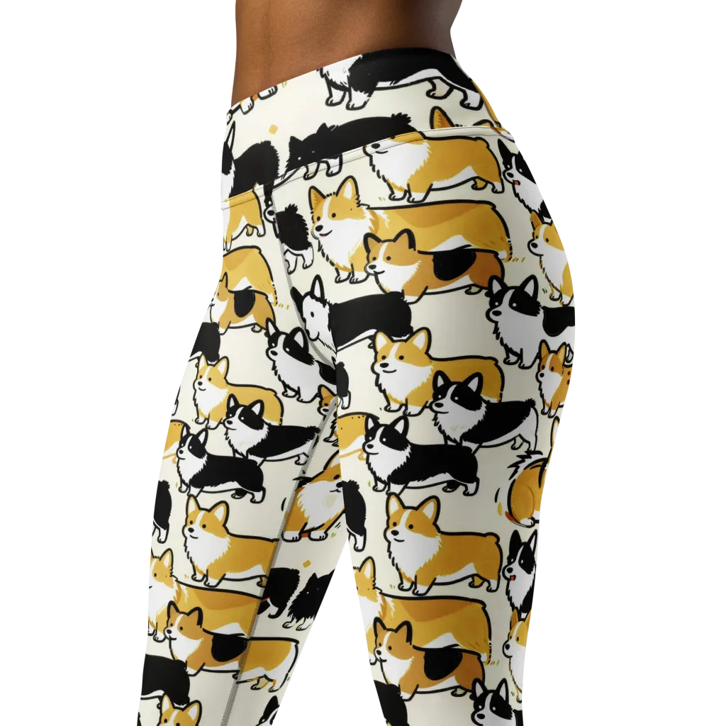 Golden Tails on Yoga Leggings — Left Front