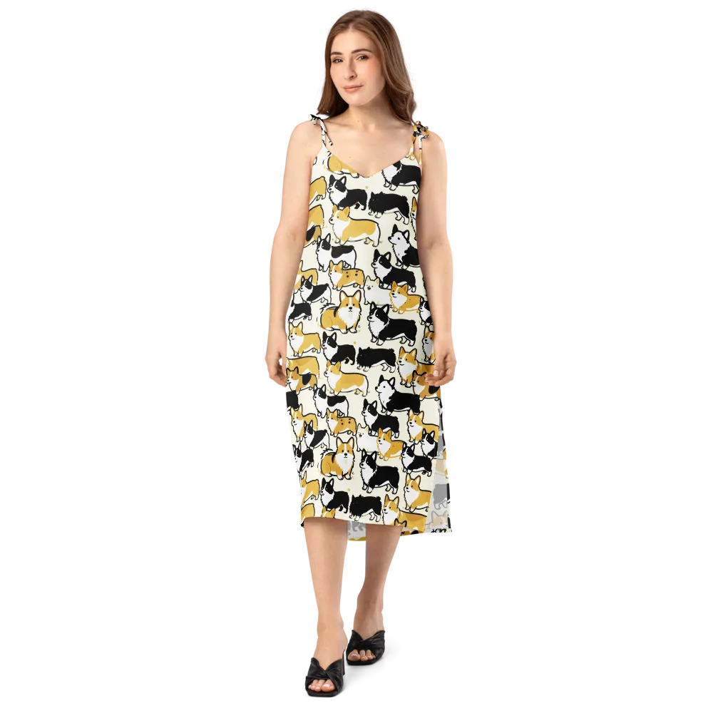 Golden Tails on Slip Dress — Front
