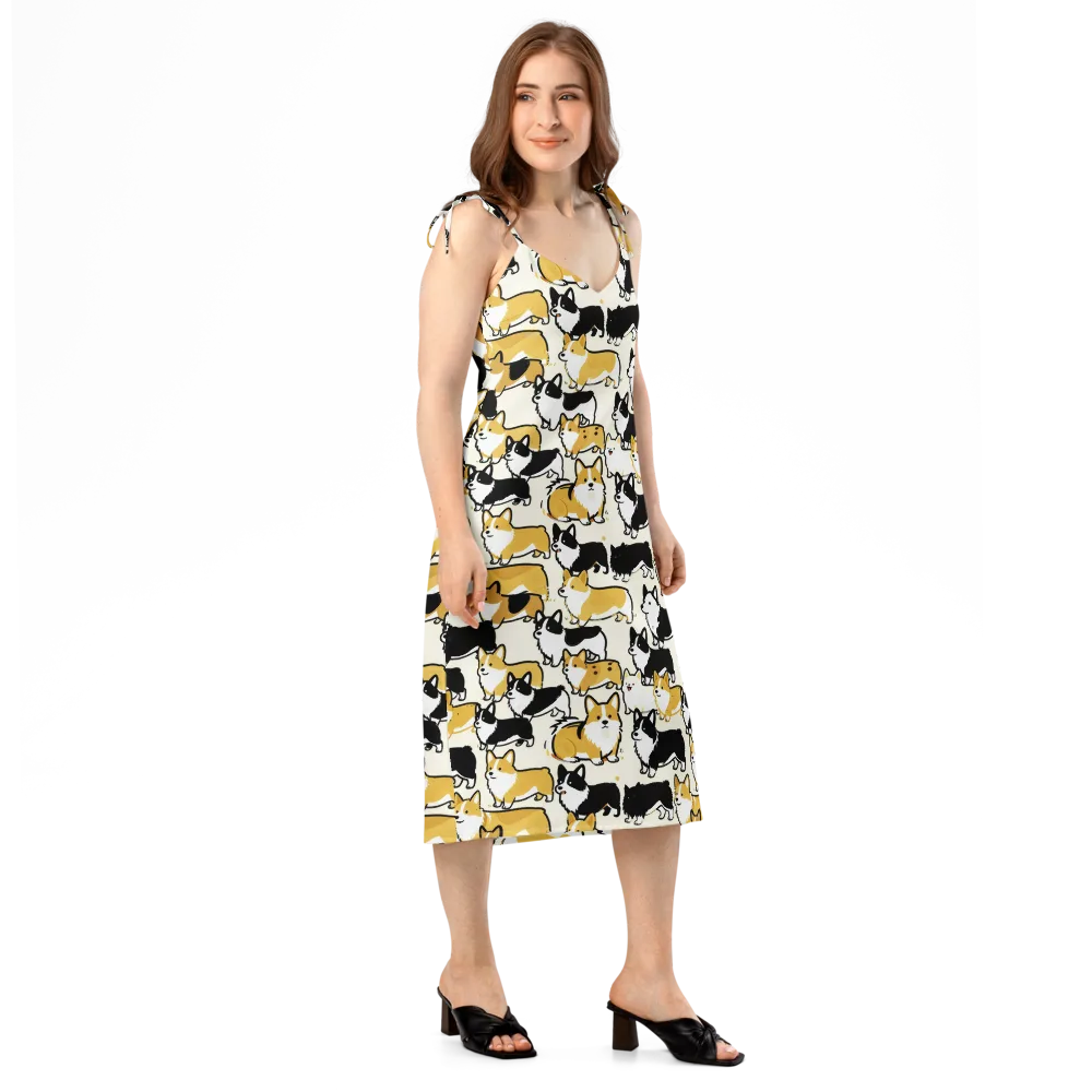 Golden Tails on Slip Dress — Right Front