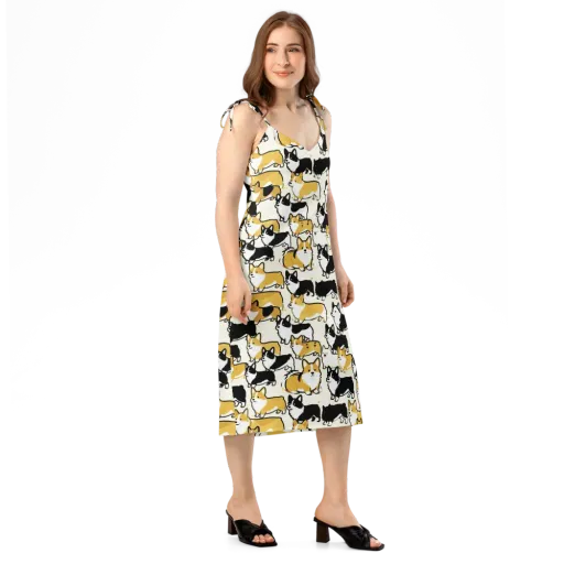 Golden Tails on a Slip Dress