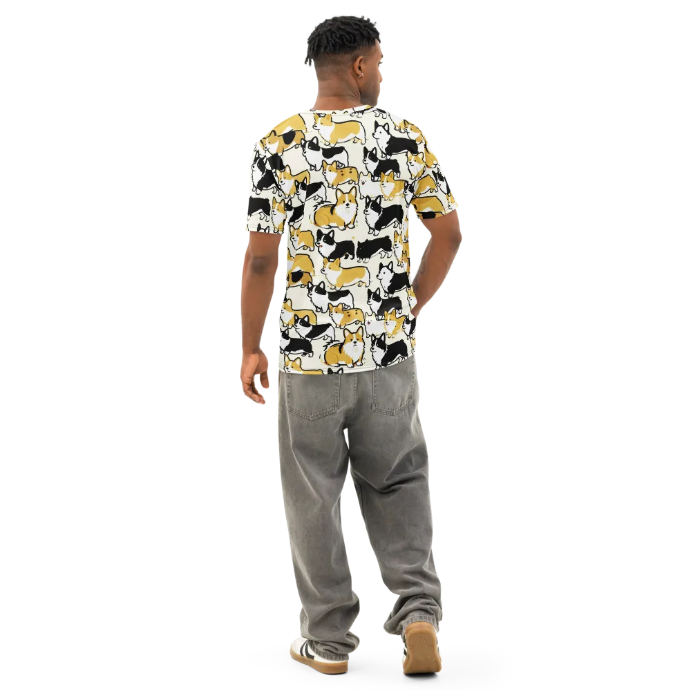 Golden Tails on Men's Cotton Crew Neck T-Shirt — Back