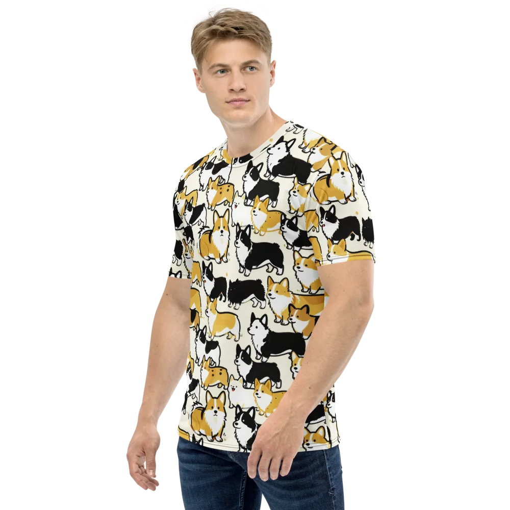 Golden Tails on Men's Crew Neck T-Shirt — Left