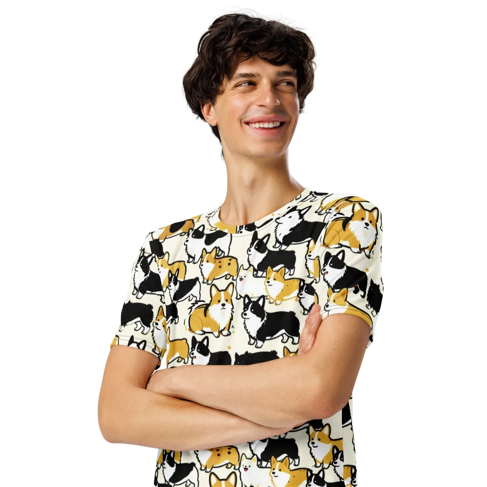 Golden Tails on Men's Crew Neck T-Shirt — Left Front