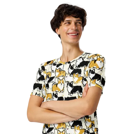Golden Tails on a Men's Crew Neck T-Shirt