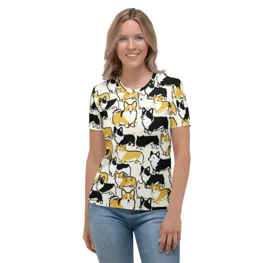 Golden Tails on a Women's Crew Neck T-Shirt