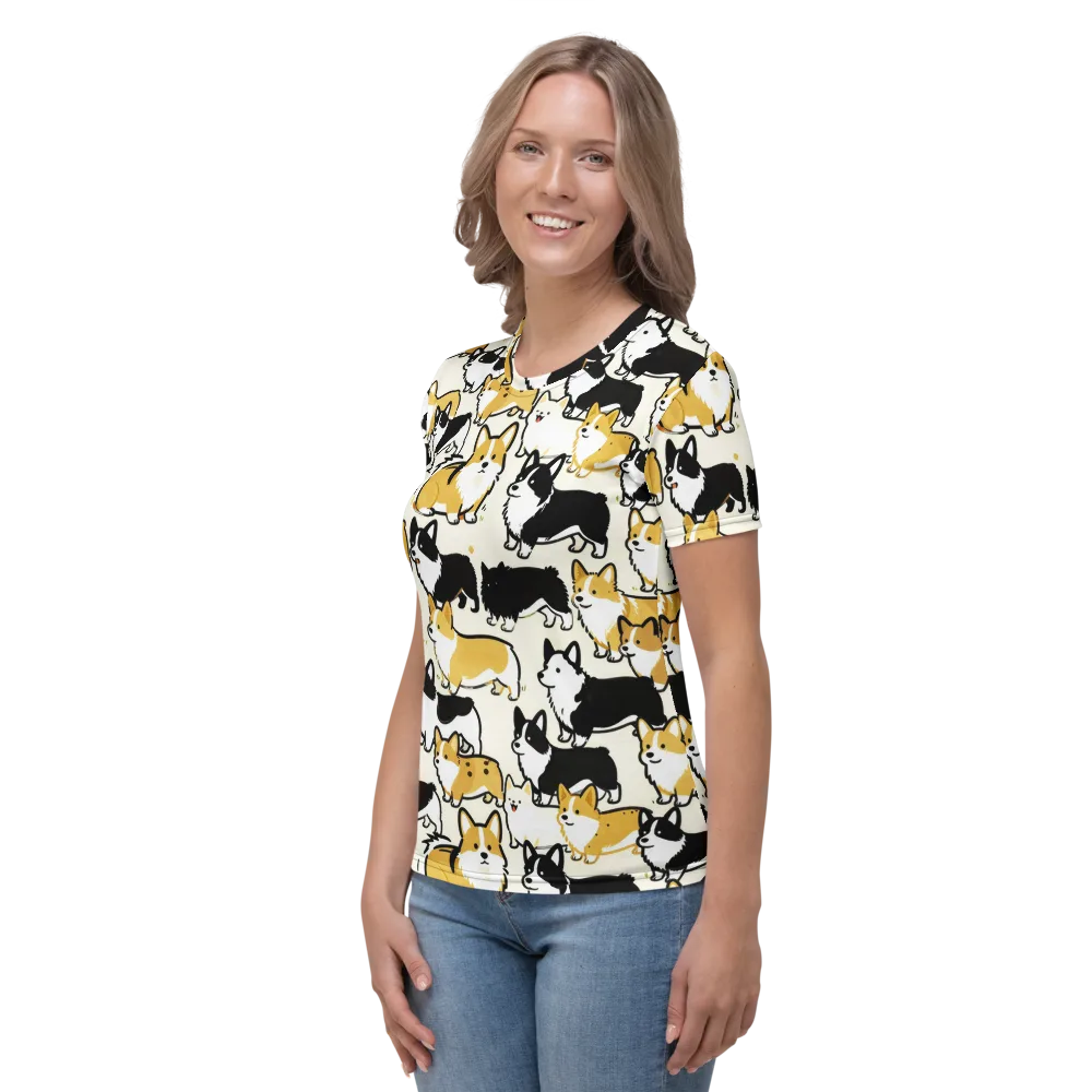 Golden Tails on Women's Crew Neck T-Shirt — Left