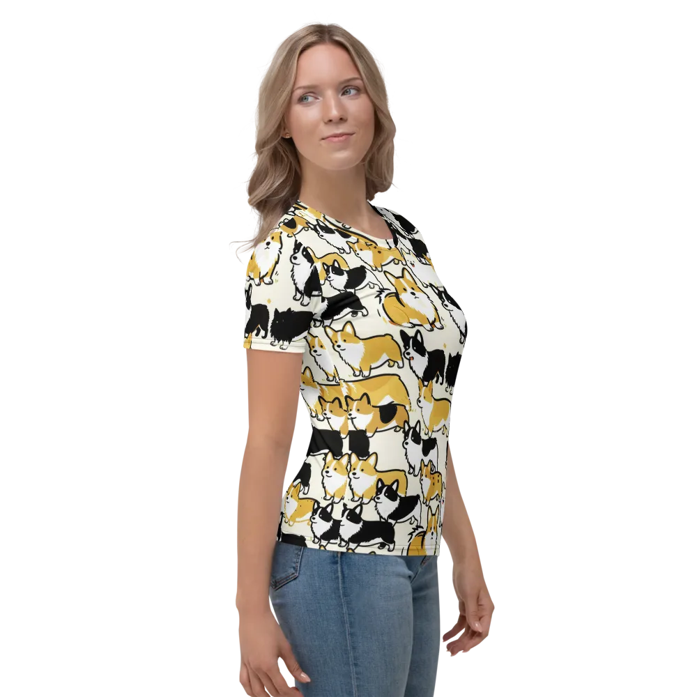 Golden Tails on Women's Crew Neck T-Shirt — Right
