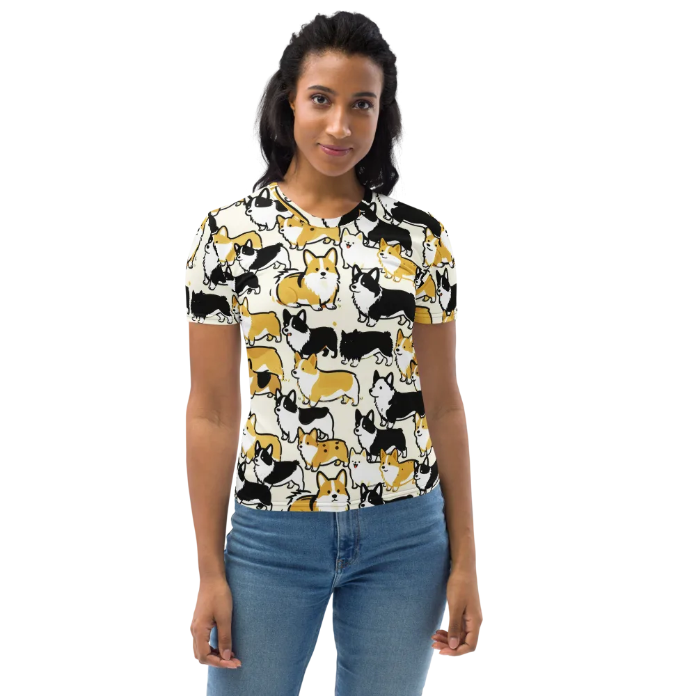 Golden Tails on Women's Crew Neck T-Shirt — Front