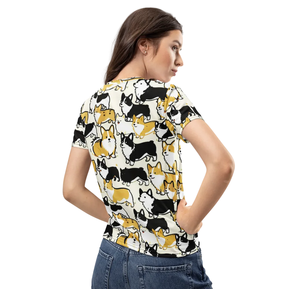 Golden Tails on Women's Crew Neck T-Shirt — Back