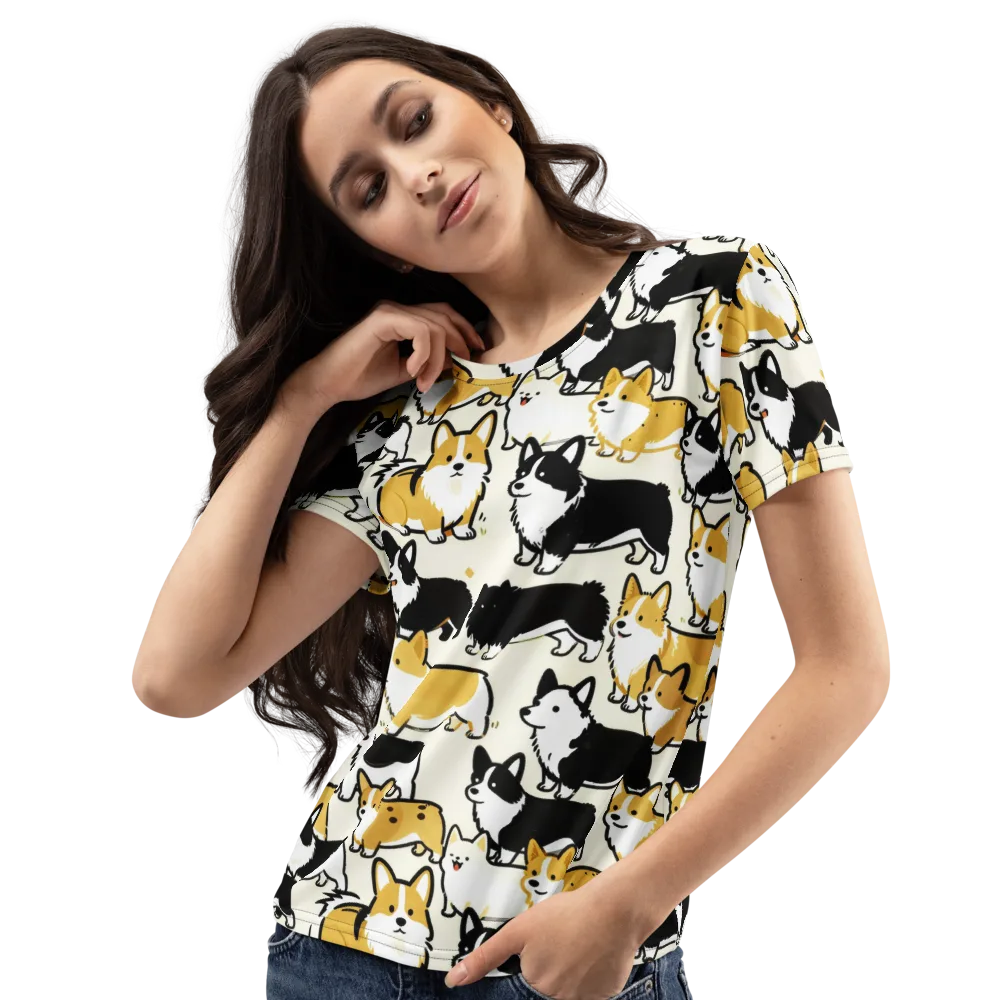 Golden Tails on Women's Crew Neck T-Shirt — Left Front