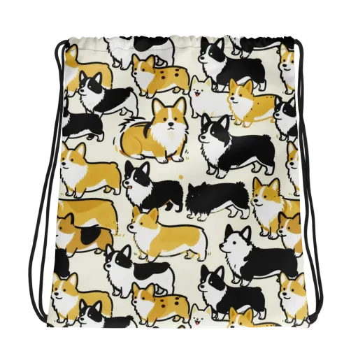 Golden Tails on a Drawstring Bag