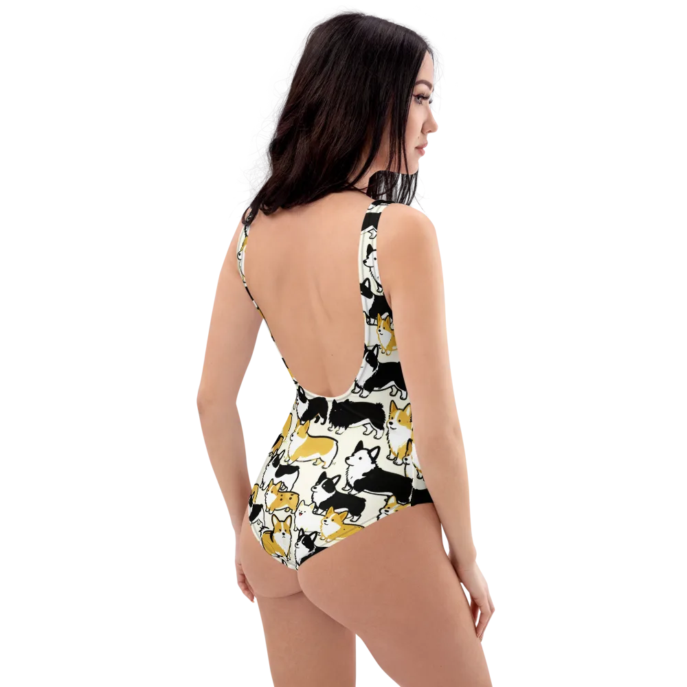 Golden Tails on One-Piece Swimsuit — Right Back