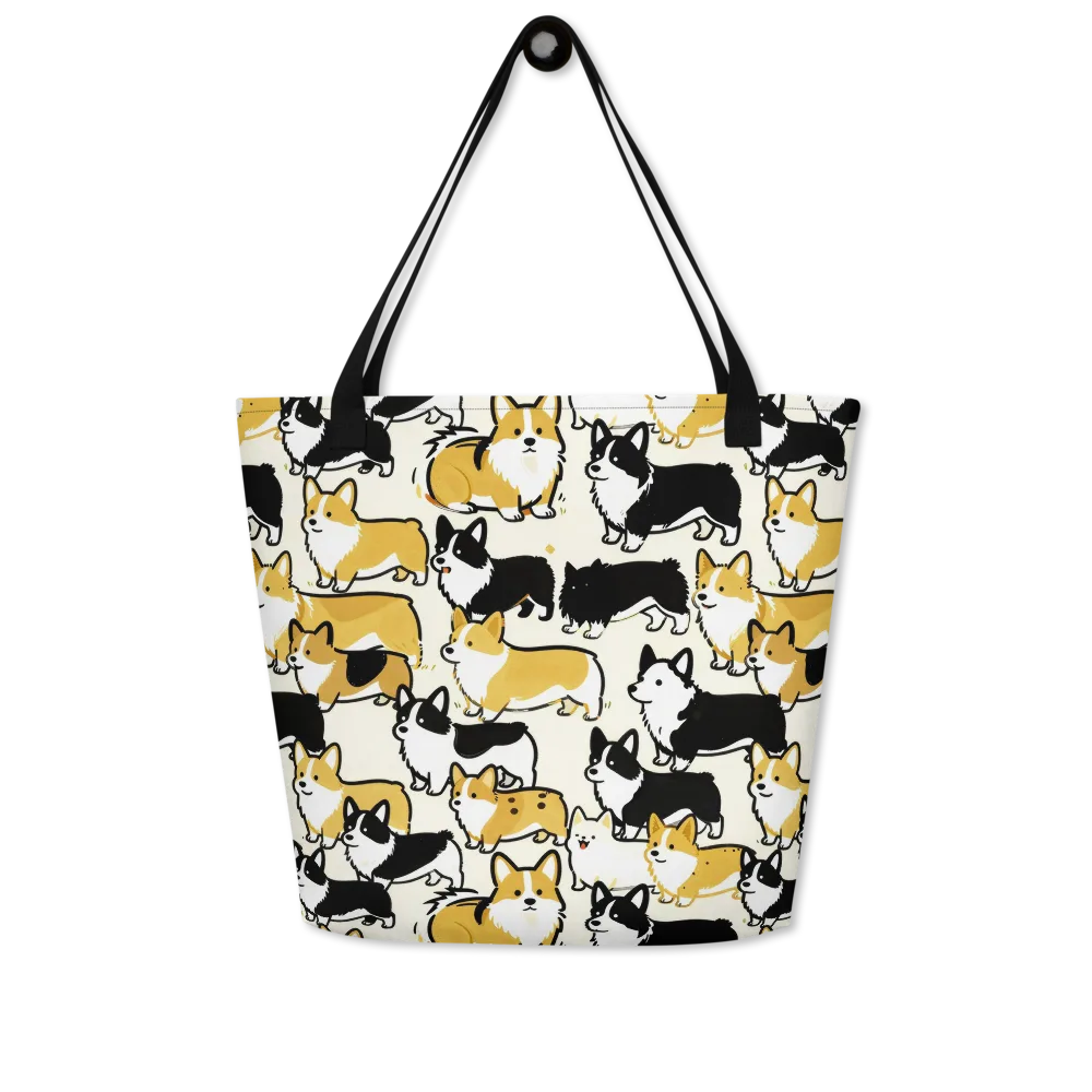 Golden Tails on Large Tote Bag W/ Pocket — Front