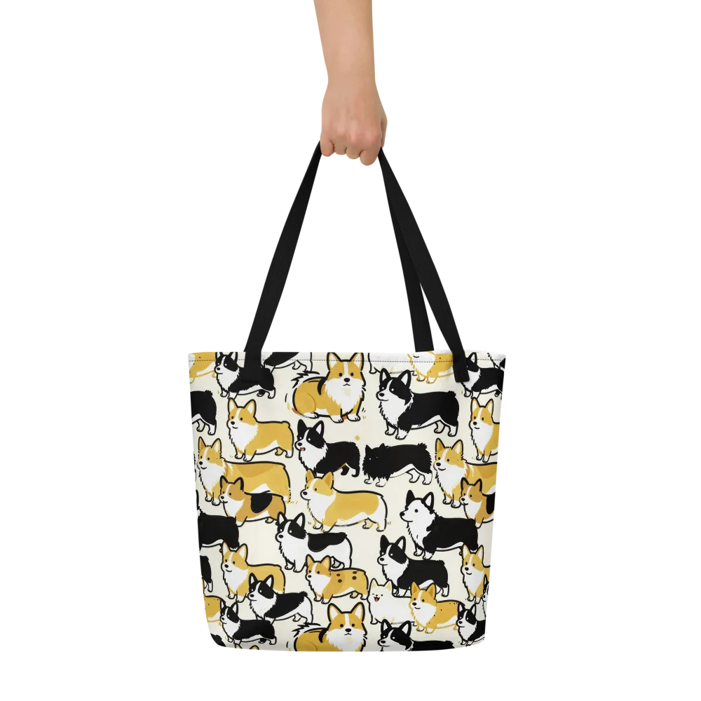 Golden Tails on Large Tote Bag W/ Pocket — Front