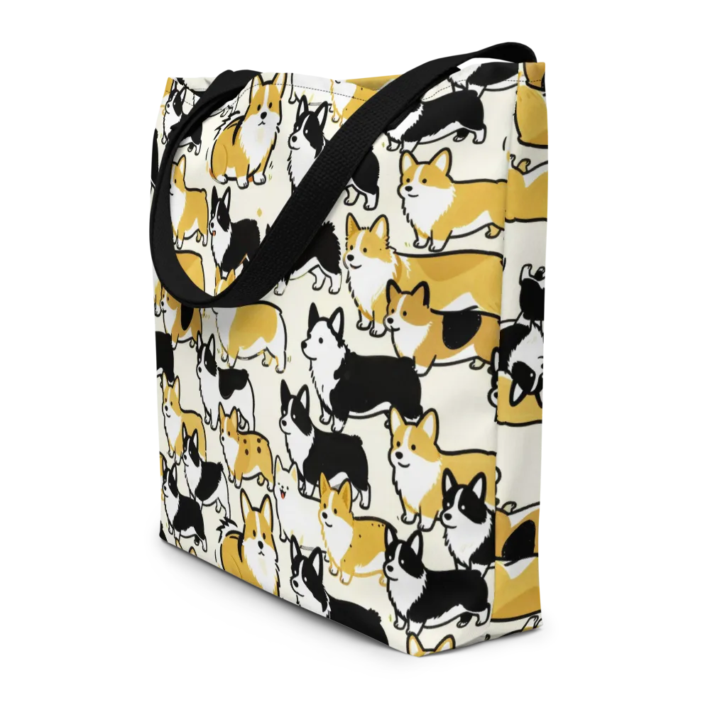 Golden Tails on Large Tote Bag W/ Pocket — Front
